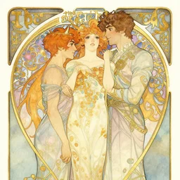 the island boys | highly detailed | very intricate | art nouveau | gold filigree | romantic storybook fantasy | soft cinematic lighting | award - winning | disney watercolor illustration by mandy jurgens and alphonse mucha and alena aenami | pastel color palette | featured on artstation