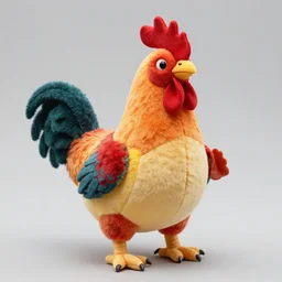 a rooster, stuffed animal, fat belly, vivid colors, 8 k, hd