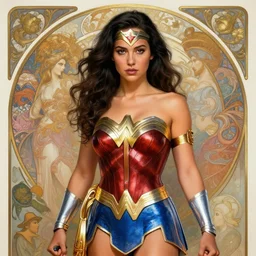 Kanye West as Wonder Woman, cute, fantasy, intricate, elegant, highly detailed, digital painting, 4k, HDR, concept art, smooth, sharp focus, illustration, art by artgerm and H R Giger and alphonse mucha