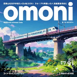 1 9 7 9 omni magazine cover of train bridge going above a park in iwakuni. cyberpunk style by vincent di fate