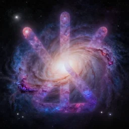 peace sign among galaxies