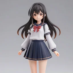 Anime girl figure in school uniform, unreal engine, highly detailed.