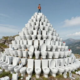 a mountain of toilets, art by tarmo juhola, ivan laliashvili, james gurney, highly detailed, 4 k
