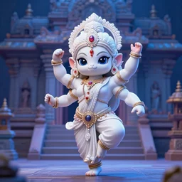 cute kawaii muscular white hindu girl wearing intricate hindu accessories and clothes dancing in front of a temple by greg rutkowski, digital art, blue lighting trending on artstation, hd, 8 k, highly detailed, good lighting, beautiful, epic, masterpiece