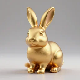 gold rabbit, 3D, octane render, vray
