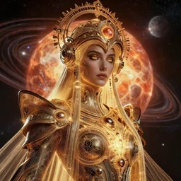 steampunk portrait of the powerful empress of the solar system in the style of charlie bowater and in the style of donato giancola. glowing, ornate and intricate linework, sharp focus, depth of field, stunning, dynamic lighting, ultrafine and hyperdetailed.