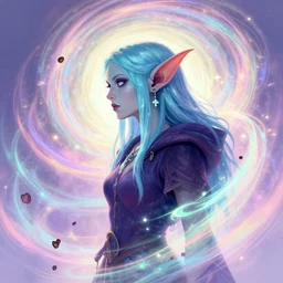 side portrait, female goblin - orc necromancer, gloomhaven, luminescent, colorful swirly magic ripples, pastel colors, by greg manchess, huang guangjian, gil elvgren, sachin teng, greg rutkowski, jesper ejsing, ilya kuvshinov