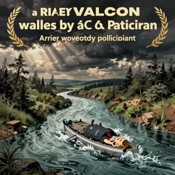a river swallowed by a politician, political cartoon