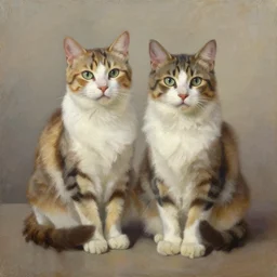 dois gatos, oil painting