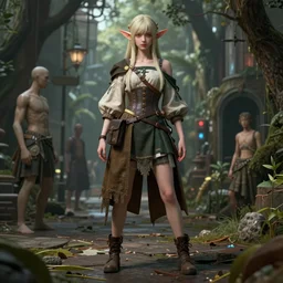 artist reference pictures pose, anatomy skills,sophisticated composition, old masters light composition, procedurally generated, epic anthropomorphic spirit girl character posing for concept art, forest city streets behind her, costume design from metamodern designers, substance designer, PBR, HD, Ultra detailed, hyperrealistic, megascans, volumetric light, concept by master artist, made in paint tool SAI2, trending pixiv face