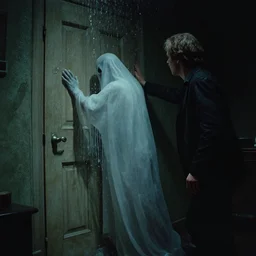 a ghost knocks on my door, water caustics, film still from the movie directed by denis villeneuve and david cronenberg with art direction by h. r. giger and patrick faulwetter