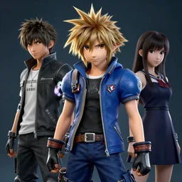 hyper - realistic + photorealistic render with very extreme intricate details, of sora from kingdom hearts + 3 in the style of final + fantasy 1 5, digital game - art by ross tran, movie composition by sana takeda, dramatic cinematic lighting by greg rutkowski