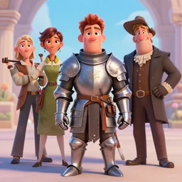 Lofi portrait with medieval armor, Pixar style by Joe Fenton and Stanley Artgerm and Tom Bagshaw and Tim Burton