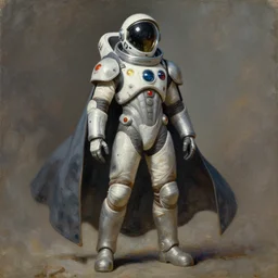 knights templar in a space suit with cape, futurism, character design, painting by gaston bussiere, greg rutkowski, artgerm