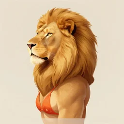 profile picture of gambling lion bikini concept art, lofi