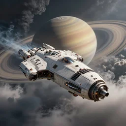hyperrealistic highly detailed spaceships flying through toxic clouds on saturn sharp concept art wayne barlowe hannah yata cinematic lighting 8k low angle shallow depth of field