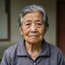 a realistic potrait photo of an old lady