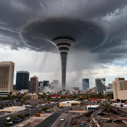 tornado destroy las vegas during storm, day, hyperdetailed, artstation, cgsociety, 8 k