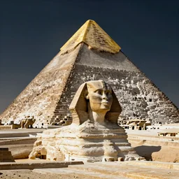 Ancient Egypt as it originally looked, white pyramid with gold top, neo-traditional