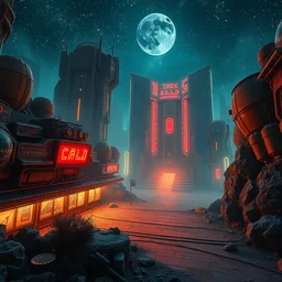 photo environement post futurist cinema : 4, 4 k rtx hdr volume light concept studio matte painting environement digital illustration style art that looks like it is from borderlands and by feng zhu and loish and laurie greasley, victo ngai, andreas rocha, john harris by jesper ejsing, by rhads, makoto shinkai and lois van baarle