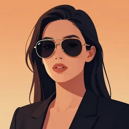 flat portrait art of an beautiful stylish beautiful cyberman wearing oversized aviator sunglasses atmosphere, glow, shaded, full of colour, cinematic lighting, trending on artstation, 4 k, focused, vector, by patrick nagel, simple bold clean lines
