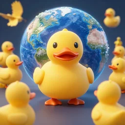 rubber duck aliens visiting the earth for the first time, hyper - realistic, cinematic, detailed