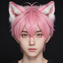 character concept art of an cute anime boy with pink hair and pink wolf ears | | cute - fine - face, pretty face, key visual, realistic shaded perfect face, fine details by stanley artgerm lau, wlop, rossdraws, james jean, andrei riabovitchev, marc simonetti, and sakimichan, tranding on artstation