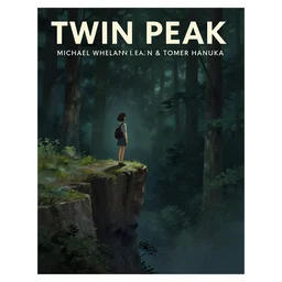 Twin Peaks poster artwork by Michael Whelan and Tomer Hanuka, Rendering of a lonely woman looking out over a cliff into a dark forest, full of details, by Makoto Shinkai and thomas kinkade, Matte painting, trending on artstation and unreal engine