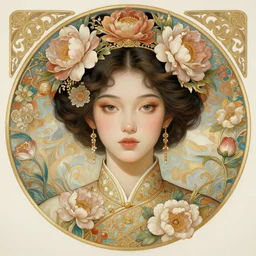 symmetry portrait of floral yunnan girl, intricate, elegant, highly detailed, digital painting, artstation, concept art, smooth, sharp focus, illustration, art by artgerm and greg rutkowski and alphonse mucha, 8 k