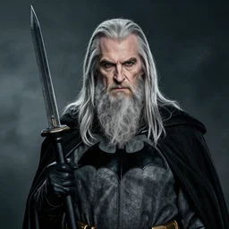 portrait photo of gandalf dressed as batman