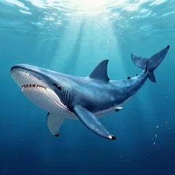 A mix between a shark and a whale, photomorph, anatomically correct artwork