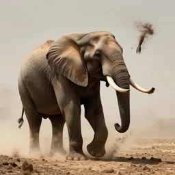 an elephant turning into dust, digital art