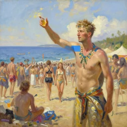rave party at the beach, painting by ivan shishkin