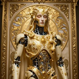 masterpiece ultrarealistic ultradetailed stefan gesell medium shot robot cyberpunk of slime catholic veiled, intricate, elegant, dramatic lighting, immerse, 2 3 th, special effects makeup, maximalist, glittering, gold, ivory, hyperreal, golden ratio, alphonse mucha