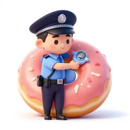 policeman hugging a donut