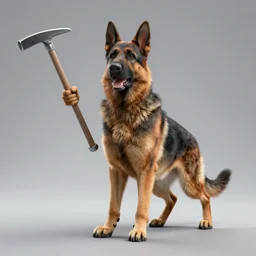 a german shepherd beast - man flexing holding a crowbar, dslr, 8 k, octane beautifully detailed render, cold lighting, cinematic lighting, white background, detailed photo, masterpiece, volumetric lighting, ultra realistic, highly detailed, high quality, lossless, photorealistic, grayscale