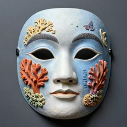 a plaster mask art of a coral reef