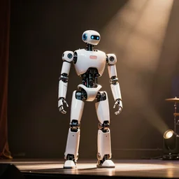 A robot giving the bird onstage