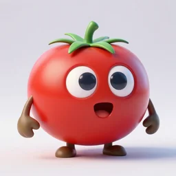 a talking tomato character, 3 d render, big eyes