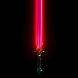 a hyperrealistic render of a neon sword, futuristic, green lighting, black background