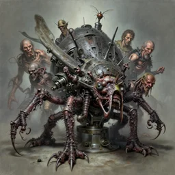 airbrushed awful ischemic polydactyle spicule insect flay machine by jack kirby, wayne d barlowe, francesco blanc, geof darrow, alex ross, basil gogos, philippe druillet, fine art masterpiece baked at 3 0 0 f, matte painting, cold lighting, aged with sunlight, award winning horror wraparound, photorealistic render, cinematic