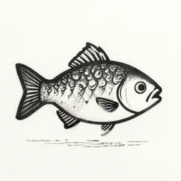 fish linocut 1 9 9 0 s cartoon