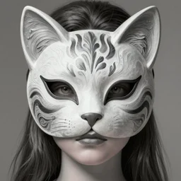 Girl wearing a cat mask, face, detailed, intricate, elegant, highly detailed, digital painting, artstation, concept art, smooth, sharp focus, illustration, art by Krenz Cushart and Artem Demura and alphonse mucha