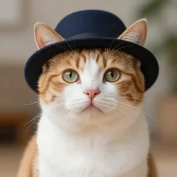 a cute calico cat in a hat, artstation, cgsociety