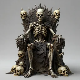 Satan sitting on his throne made of skulls, highly detailed digital art