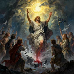 fantasy art by kinkade : : he opened the sixth seal, and behold, there was a great earthquake. the sun became sackcloth. the moon became blood. and the seas boiled. and the skies fell. judgment day.