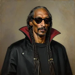 a venetian portrait painting of snoop dogg as a vampire, realistic