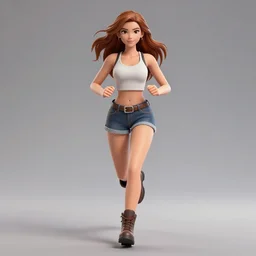 christina hendrix character model, running pose, 5 of 1 6, orthographic front view, single figure, 4 k photograph, clear details