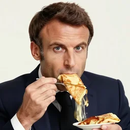 emmanuel macron eats a crepe
