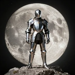 crusader knight in armor standing on the moon, retrofuturism sci - fi old movie, highly detailed, photorealistic, 8 k, by beksinski and stalenhag